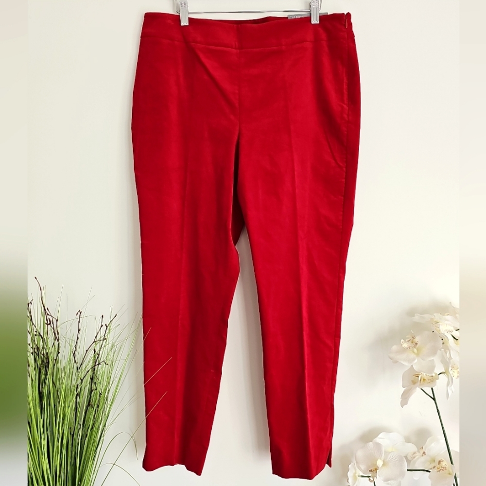 Talbots Chatham Ankle Pants Womens 12 Red Velvet Slim Leg NWT
